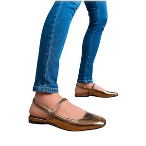 Naturalizer  Bronze Metallic Leather Slingback Mary Jane Ballet Flat 11W Classic